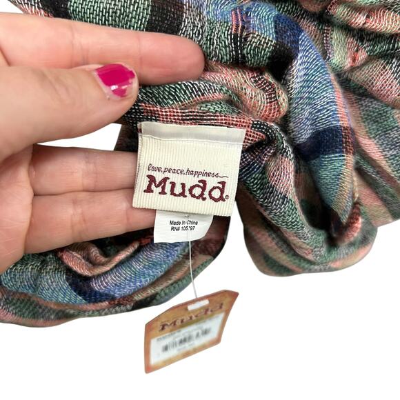 Cozy‎ Plaid Infinity Scarf Mudd Pink Green Blue Casual Cool NWT - Picture 3 of 7